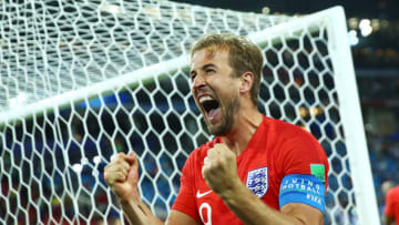 Round of 16 England v Colombia - FIFA World Cup Russia 2018Harry Kane (England) celebrates the victory at Spartak Stadium in Moscow, Russia on July 3, 2018. (Photo by Matteo Ciambelli/NurPhoto via Getty Images)
