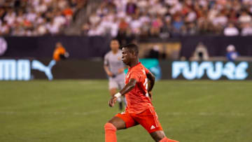 METLIFE STADIUM, EAST RUTHERFORD, NEW JERSEY, UNITED STATES - 2018/08/07: Vinicius Junior (28) of Real Madrid controls ball during ICC game against AS Roma at MetLife stadium. Real won 2 - 1. (Photo by Lev Radin/Pacific Press/LightRocket via Getty Images)