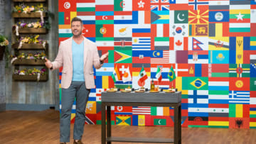 Host Jesse Palmer presents the Desserts without Boarders Challenge, as seen on Spring Baking Championship, Season 9. photo provided by Food Network