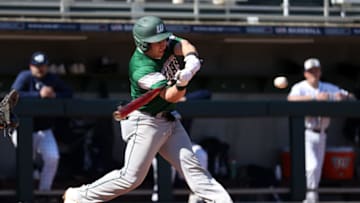 CARY, NC - FEBRUARY 23: Tyler Sanfilippo #8 of Wagner College swings at the ball during a game between Wagner and Penn State at Coleman Field at USA Baseball National Training Complex on February 23, 2020 in Cary, North Carolina. (Photo by Andy Mead/ISI Photos/Getty Images)