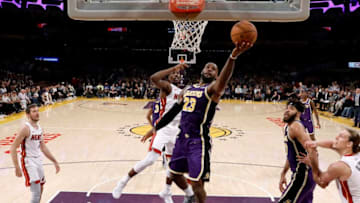 LOS ANGELES, CALIFORNIA - NOVEMBER 08: LeBron James #23 of the Los Angeles Lakers drives past #13 of the Miami Heat during the second half of a game at Staples Center on November 08, 2019 in Los Angeles, California. NOTE TO USER: User expressly acknowledges and agrees that, by downloading and/or using this photograph, user is consenting to the terms and conditions of the Getty Images License Agreement (Photo by Sean M. Haffey/Getty Images)