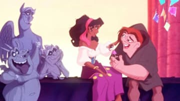 June 1996. From The Film , Hunchback Of Notre Dam, The Gysy Called Esmeralda Gives Quasimodo A Hand (Photo By Getty Images)