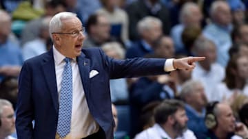 CHAPEL HILL, NORTH CAROLINA - JANUARY 21: Head coach Roy Williams of the North Carolina Tar Heels directs his team against the Virginia Tech Hokies during the second half of their game at the Dean Smith Center on January 21, 2019 in Chapel Hill, North Carolina. North Carolina won 103-82. (Photo by Grant Halverson/Getty Images)