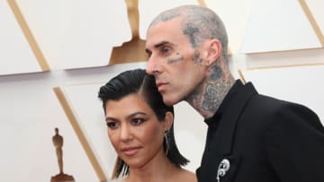 HOLLYWOOD, CALIFORNIA - MARCH 27: (L-R) Kourtney Kardashian and Travis Barker attend the 94th Annual Academy Awards at Hollywood and Highland on March 27, 2022 in Hollywood, California. (Photo by David Livingston/Getty Images)