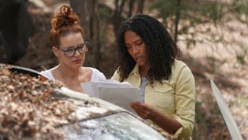 BIG SKY: DEADLY TRAILS - ÒA Brief History of CrimeÓ Ð While investigating a scamming operation with Beau, Jenny discovers a connection to the crime that sends her reeling. Elsewhere, a camper at Sunny Day Excursions has gone missing, and BeauÕs similarly stubborn daughter, Emily, is eager to solve the case. Yet, with Sunny determined to cover up loose ends, her digging might lead to more than she bargained for in the end. As all this and the hunt for the missing backpacker continue, Cassie and Denise run into a strange man on the side of the road who may just lead them down a new path on ÒBig Sky: Deadly Trails,Ó WEDNESDAY, OCT. 5 (10:00-11:00 p.m. EDT), on ABC. (ABC/Michael Moriatis)DEDEE PFEIFFER, KYLIE BUNBURY