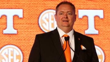 University of Tennessee Head Caoch Josh Heupel addresses the media during SEC Media Days at the Hyatt Regency in Hoover, Ala., Tuesday, July 20, 2021. [Staff Photo/Gary Cosby Jr.]Sec Media Days Tennessee
