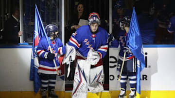 NEW YORK, NEW YORK - JANUARY 07: Igor Shesterkin #31 of the New York Rangers skates out to play against the Colorado Avalanche his first NHL game at Madison Square Garden on January 07, 2020 in New York City. (Photo by Bruce Bennett/Getty Images)