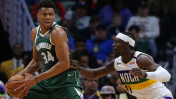 Jrue Holiday could be traded by the New Orleans Pelicans to the Milwaukee Bucks. (Photo by Jonathan Bachman/Getty Images)