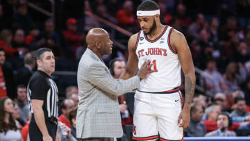 St. John's basketball head coach Mike Anderson and center Joel Soriano (Wendell Cruz-USA TODAY Sports)