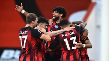 Dominic Solanke of AFC Bournemouth celebrates (Photo by Glyn Kirk/Pool via Getty Images)