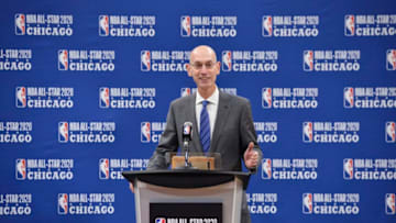CHICAGO, IL - NOVEMBER 10: NBA Commissioner Adam Silver speaks during the NBA All-Star 2020 Announcement on November 10, 2017 at the United Center in Chicago, Illinois. NOTE TO USER: User expressly acknowledges and agrees that, by downloading and or using this photograph, user is consenting to the terms and conditions of the Getty Images License Agreement. Mandatory Copyright Notice: Copyright 2017 NBAE (Photo by David Dow/NBAE via Getty Images)