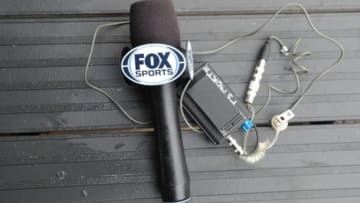 Apr 4, 2014; Cleveland, OH, USA; General view of FOX sports microphone prior to a game between the Cleveland Indians and the Minnesota Twins at Progressive Field. Cleveland won 7-2. Mandatory Credit: David Richard-USA TODAY Sports