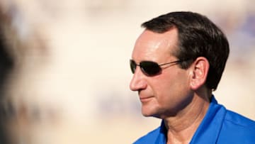 Duke basketball head coach Mike Krzyzewski at a Duke football game (Photo by Peyton Williams/Getty Images)