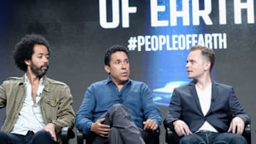 BEVERLY HILLS, CA - JULY 31: (L-R) Actors Wyatt Cenac, Oscar Nunez and Executive producer David Jenkins of 'People of Earth' speak onstage at the TCA Turner Summer Press Tour 2016 Presentation at The Beverly Hilton Hotel on July 31, 2016 in Beverly Hills, California. 26301_001 (Photo by Charley Gallay/Getty Images for Turner)