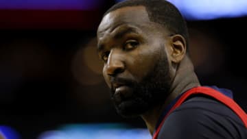 Large man Kendrick Perkins is trying to mess with Kyrie Irving and the Brooklyn Nets (Photo by Jonathan Bachman/Getty Images)