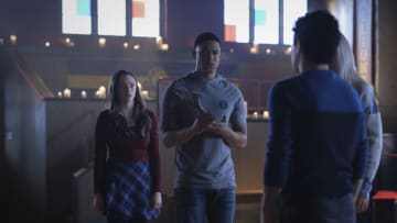Legacies -- "Goodbyes Sure Do Suck" -- Image Number: LGC302A_0150r.jpg -- Pictured (L-R): Danielle Rose Russell as Hope, Peyton Alex Smith as Rafael and Aria Shahghasemi as Landon -- Photo: Mark Hill/The CW -- © 2021 The CW Network, LLC. All rights reserved.
