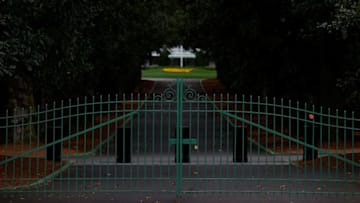 AUGUSTA, GEORGIA - MARCH 30: A view of the locked gates at the entrance of Magnolia Lane off Washington Road that leads to the clubhouse of Augusta National on March 30, 2020 in Augusta, Georgia. The Masters Tournament, the Augusta National Women’s Amateur and the Drive, Chip and Putt National Finals has been postponed due to the coronavirus (COVID-19) outbreak. (Photo by Kevin C. Cox/Getty Images)