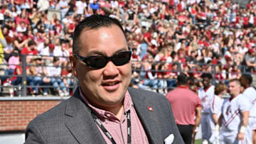 Sep 17, 2022; Pullman, Washington, USA; Washington State Cougars director of athletics Pat Chun looks on before a game against the Colorado State Rams at Gesa Field at Martin Stadium. Mandatory Credit: James Snook-USA TODAY Sports
