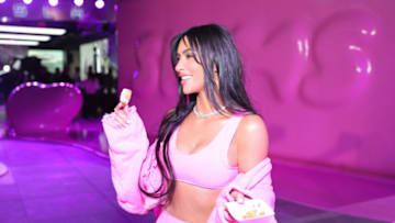LOS ANGELES, CALIFORNIA - FEBRUARY 08: Kim Kardashian attends the SKIMS Valentine's Shop Pop-Up at Westfield Century City on February 08, 2023 in Los Angeles, California. (Photo by Stefanie Keenan/Getty Images for SKIMS)