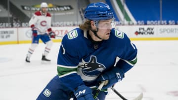 Jan 20, 2021; Vancouver, British Columbia, CAN; Vancouver Canucks forward Brock Boeser (6) against the Montreal Canadiens in the first period during a game at Rogers Arena. Mandatory Credit: Bob Frid-USA TODAY Sports