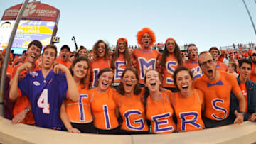CLEMSON, SC - OCTOBER 01: Clemson Tigers fans cheer on their team prior to the game against the Louisville Cardinals at Memorial Stadium on October 1, 2016 in Clemson, South Carolina. (Photo by Grant Halverson/Getty Images)