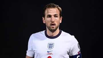 SAN MARINO STADIUM, SERRAVALLE, SAN MARINO - 2021/11/15: Harry Kane of England looks on during the 2022 FIFA World Cup European Qualifier football match between San Marino and England. England won 10-0 over San Marino. (Photo by Nicolò Campo/LightRocket via Getty Images)