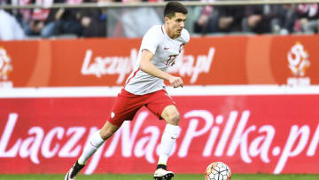 WROCLAW, POLAND - MARCH 26: Bartosz Kapustka of Poland controls the ball during the international friendly soccer match between Poland and Finland at the Municipal Stadium on March 26, 2016 in Wroclaw, Poland. (Photo by Adam Nurkiewicz/Getty Images)