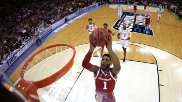 COLUMBIA, SOUTH CAROLINA - MARCH 22: Rashard Odomes #1 of the Oklahoma Sooners goes up for a dunk against the Mississippi Rebels during the first round of the 2019 NCAA Men's Basketball Tournament at Colonial Life Arena on March 22, 2019 in Columbia, South Carolina. (Photo by Streeter Lecka/Getty Images)
