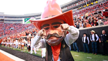 STILLWATER, OK - NOVEMBER 04: Oklahoma State Cowboys mascot Pistol Pete performs during the game against the Oklahoma Sooners at Boone Pickens Stadium on November 4, 2017 in Stillwater, Oklahoma. Oklahoma defeated Oklahoma State 62-52. (Photo by Brett Deering/Getty Images)