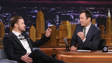 NEW YORK, NY - FEBRUARY 21: Actor/musician Justin Timberlake during an interview with host Jimmy Fallon on "The Tonight Show Starring Jimmy Fallon" at Rockefeller Center on February 21, 2014 in New York City. (Photo by Jamie McCarthy/Getty Images for The Tonight Show Starring Jimmy Fallon)