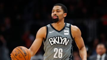 ATLANTA, GA - FEBRUARY 28: Spencer Dinwiddie #26 of the Brooklyn Nets controls the ball during the second half of an NBA game against the Atlanta Hawks at State Farm Arena on February 28, 2020 in Atlanta, Georgia. NOTE TO USER: User expressly acknowledges and agrees that, by downloading and/or using this photograph, user is consenting to the terms and conditions of the Getty Images License Agreement. (Photo by Todd Kirkland/Getty Images)