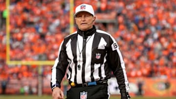 DENVER, CO - JANUARY 24: Referee Ed Hochuli looks on in the AFC Championship game at Sports Authority Field at Mile High on January 24, 2016 in Denver, Colorado. (Photo by Doug Pensinger/Getty Images)