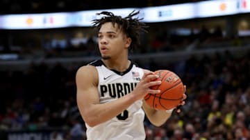 CHICAGO, ILLINOIS - MARCH 15: Carsen Edwards #3 of the Purdue Boilermakers handles the ball in the second half against the Minnesota Golden Gophers during the quarterfinals of the Big Ten Basketball Tournament at the United Center on March 15, 2019 in Chicago, Illinois. (Photo by Jonathan Daniel/Getty Images)