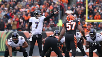 Jan 3, 2016; Cincinnati, OH, USA; Baltimore Ravens quarterback Ryan Mallett (7) against the Cincinnati Bengals at Paul Brown Stadium. The bengals won 24-16. Mandatory Credit: Aaron Doster-USA TODAY Sports