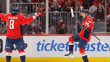Evgeny Kuznetsov, Alex Ovechkin, Washington Capitals Mandatory Credit: Geoff Burke-USA TODAY Sports