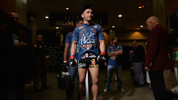 LAS VEGAS, NV - JANUARY 31: Ian McCall prepares to walk to the Octagon to face John Lineker during the UFC 183 event at the MGM Grand Garden Arena on January 31, 2015 in Las Vegas, Nevada. (Photo by Mike Roach/Zuffa LLC/Zuffa LLC via Getty Images)