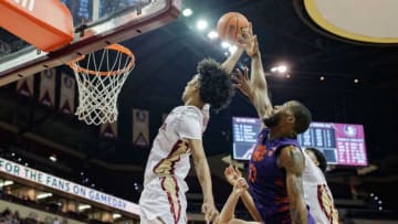 Florida State Seminoles forward John Butler (22) tries to dunk. The Florida State Seminoles defeated the Clemson Tigers 81-80 at the Donald L. Tucker Civic Center on Tuesday, Feb. 15, 2022.Fsu V Clemson585