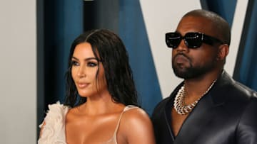 US media personality Kim Kardashian (L) and husband US rapper Kanye West attend the 2020 Vanity Fair Oscar Party following the 92nd Oscars at The Wallis Annenberg Center for the Performing Arts in Beverly Hills on February 9, 2020. (Photo by Jean-Baptiste Lacroix / AFP) (Photo by JEAN-BAPTISTE LACROIX/AFP via Getty Images)