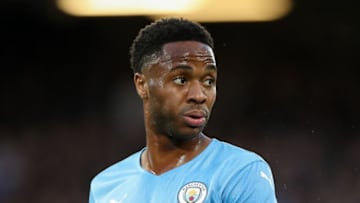 LIVERPOOL, ENGLAND - OCTOBER 03: Raheem Sterling of Manchester City during the Premier League match between Liverpool and Manchester City at Anfield on October 3, 2021 in Liverpool, England. (Photo by Robbie Jay Barratt - AMA/Getty Images)