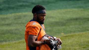 The Denver Broncos are forced to start practice squad wide receiver Kendall Hinton at quarterback against the New Orleans Saints on Sunday (Photo by Isaiah J. Downing-USA TODAY Sports)