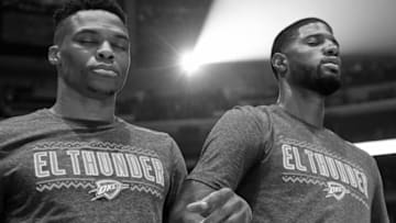 Russell Westbrook, Paul George, OKC Thunder (Photo by Andrew D. Bernstein/NBAE via Getty Images)