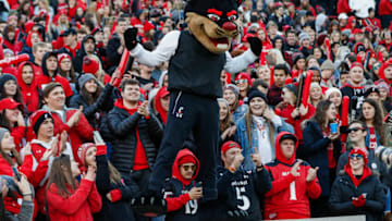 The Cincinnati Bearcats mascot is seen dressed as head coach Luke Fickell during game. Getty Images.