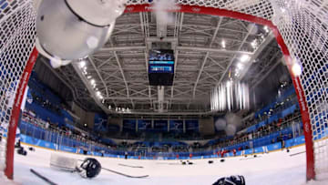 GANGNEUNG, SOUTH KOREA - FEBRUARY 21: Sticks and gloves sit on the ice after Finland defeated Olympic Athletes from Russia 3-2 during the Women's Ice Hockey Bronze Medal game on day twelve of the PyeongChang 2018 Winter Olympic Games at Kwandong Hockey Centre on February 21, 2018 in Gangneung, South Korea. (Photo by Jamie Squire/Getty Images)