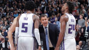 SACRAMENTO, CA - DECEMBER 1: Head coach Dave Joerger of the Sacramento Kings coaches his team against the Indiana Pacers on December 1, 2018 at Golden 1 Center in Sacramento, California. NOTE TO USER: User expressly acknowledges and agrees that, by downloading and or using this photograph, User is consenting to the terms and conditions of the Getty Images Agreement. Mandatory Copyright Notice: Copyright 2018 NBAE (Photo by Rocky Widner/NBAE via Getty Images)