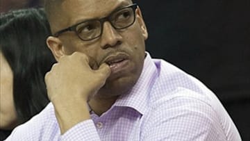 Apr 17, 2013; Sacramento, CA, USA; Sacramento mayor Kevin Johnson looks on during the game against the Los Angeles Clippers at the Sleep Train Arena. The Los Angeles Clippers defeated the Sacramento Kings 112-108. Mandatory Credit: Ed Szczepanski-USA TODAY Sports