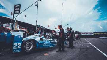 Simon Pagenaud waits to qualify for the 2016 Honda Indy 200. Photo Credit: Joe Skibinski/Courtesy of IndyCar