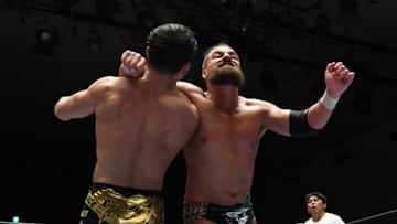 TOKYO,JAPAN - MAY 23: Marty Scurll and SHO compete in the bout during the New Japan Pro-Wrestling 'Best Of Super Jr.' at Korakuen Hall on May 23, 2019 in Tokyo, Japan. (Photo by Etsuo Hara/Getty Images) (Photo by Etsuo Hara/Getty Images)