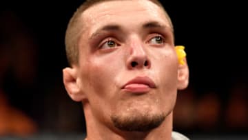 LAS VEGAS, NV - JULY 06: Joe Giannetti reacts as the scores are read after his lightweight bout against Michael Trizano during The Ultimate Fighter Finale event inside The Pearl concert theater at Palms Casino Resort on July 6, 2018 in Las Vegas, Nevada. (Photo by Jeff Bottari/Zuffa LLC/Zuffa LLC via Getty Images)