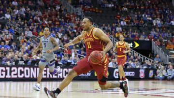 KANSAS CITY, MO - MARCH 15: Iowa State Cyclones guard Talen Horton-Tucker (11) drives to the basket in the first half of a semifinal Big 12 tournament game between the Iowa State Cyclones and Kansas State Wildcats on March 15, 2019 at Sprint Center in Kansas City, MO. (Photo by Scott Winters/Icon Sportswire via Getty Images)