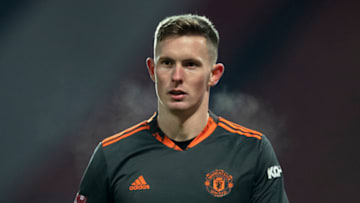 MANCHESTER, ENGLAND - JANUARY 09: Manchester United goalkeeper Dean Henderson during the FA Cup Third Round match between Manchester United and Watford on January 9, 2021 in Manchester, England. The match will be played without fans, behind closed doors as a Covid-19 precaution. (Photo by Visionhaus)